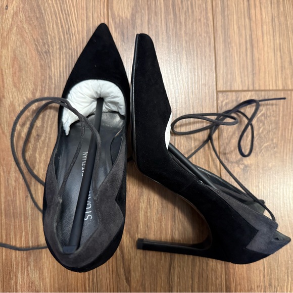 Stuart Weitzman Black Heels with Lace Detail - Picture 3 of 5